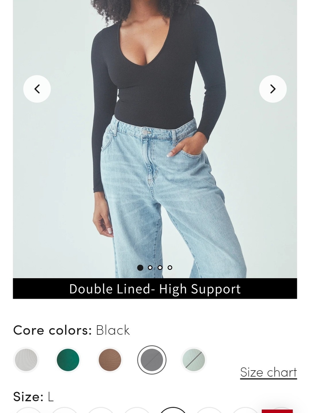 Black Long-Sleeve Scoop Neck Women's Bodysuit - Size L